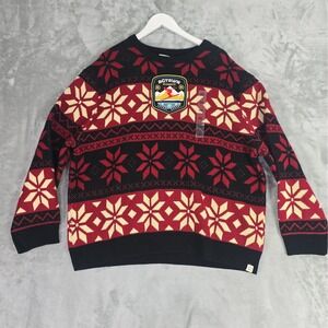 AGTAWH St Moritz Mens Nordic Crew Neck Sweater 2XL Red Black Ski Apres Holiday
